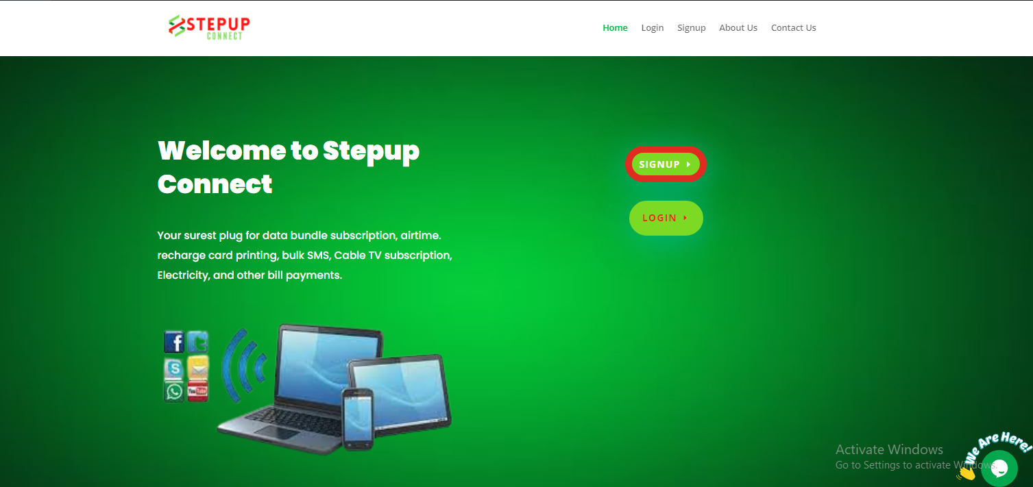 stepupconnect website screenshot